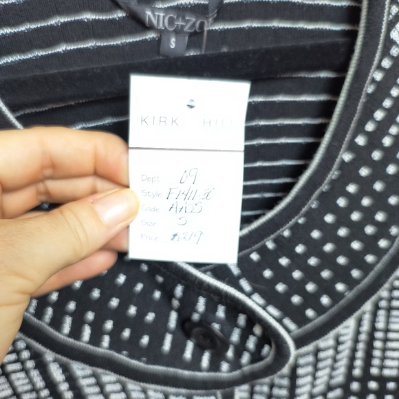 Nic + Zoe Black & White Tunic Houndstooth Blazer Small Stretch 3/4sleeve - Picture 3 of 10